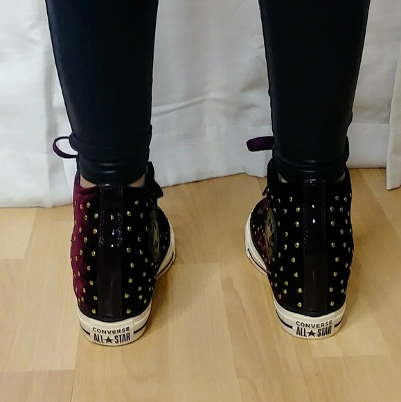 NWT Converse Chuck Taylor Lux Wedges Ruby Velvet - Picture 5 of 8